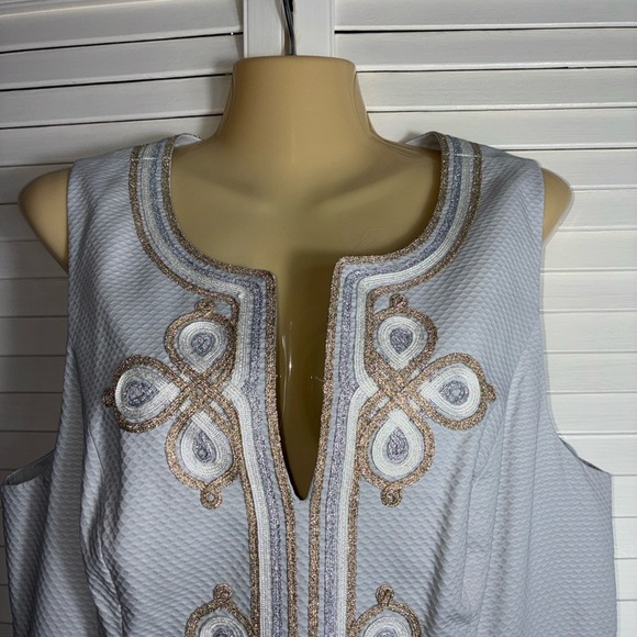 Lilly Pulitzer Mila Shift Dress 12 Seaside Grey Embroidered Cotton Resort - Picture 3 of 9